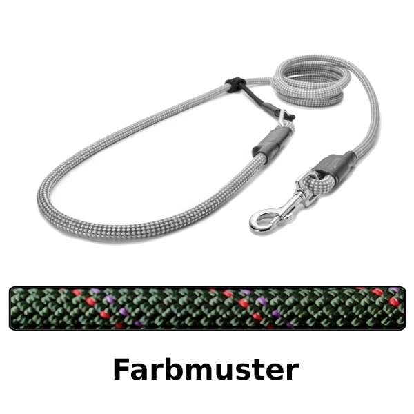 EASYLONG Hundeleine - M - 3m - olive mit rot und lila Linien